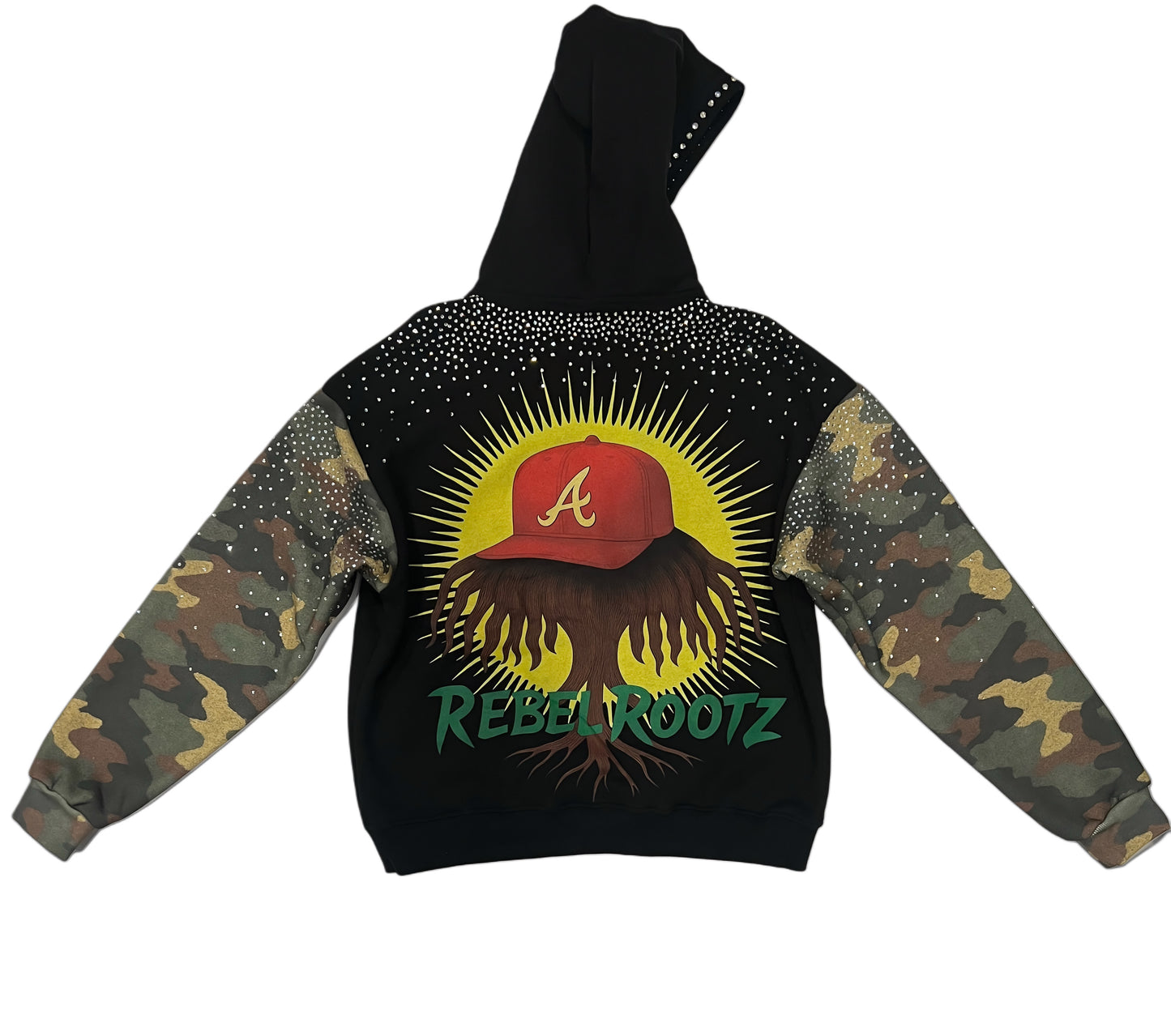 Rhinestone Camo Hoodie-Iconic Dreaded Tree