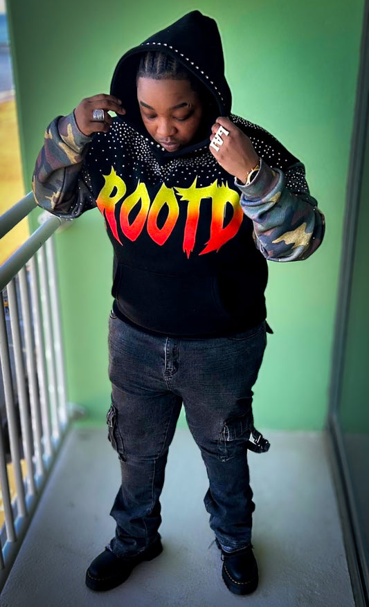 Rhinestone Camo Hoodie-Iconic Dreaded Tree