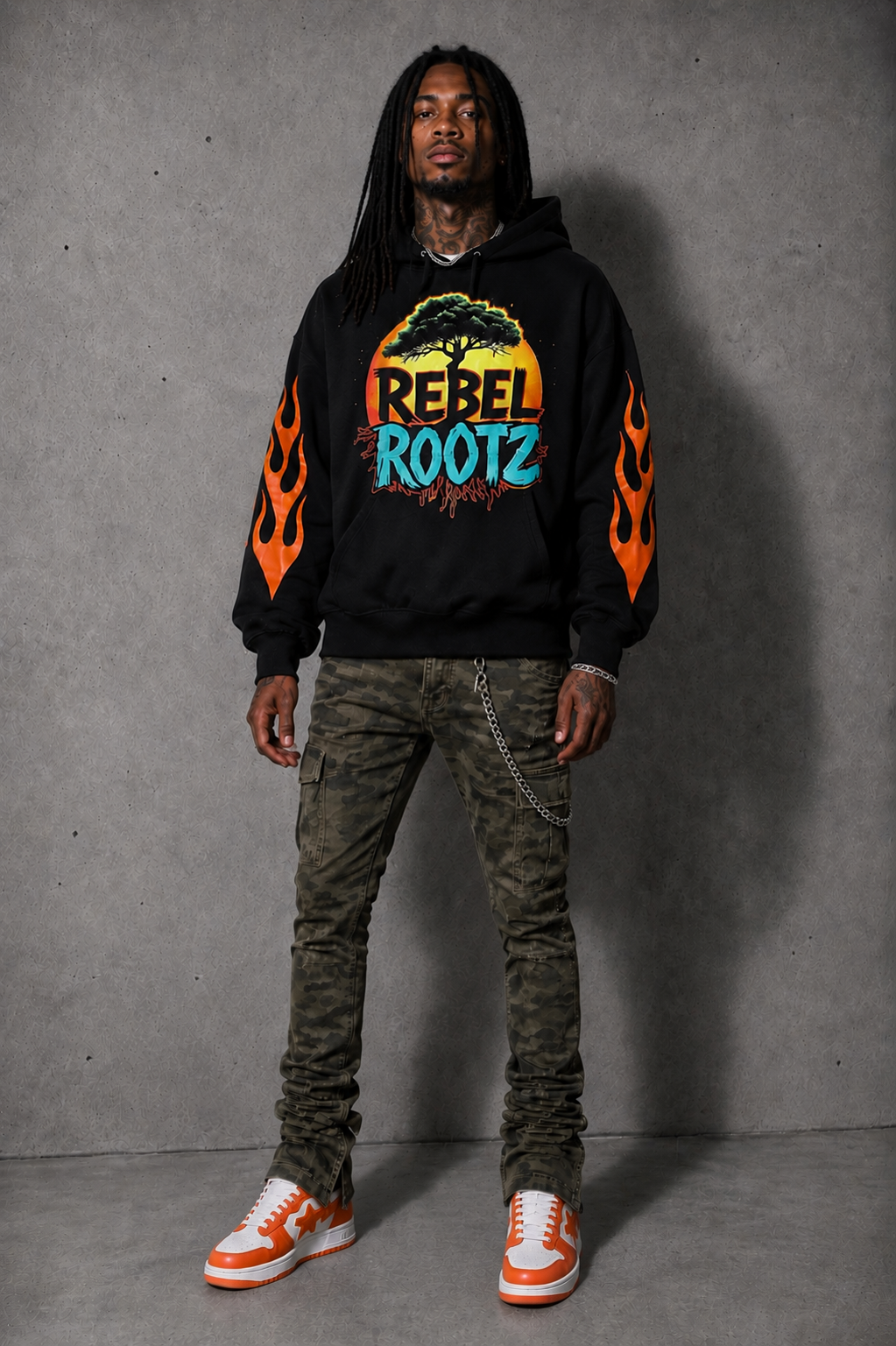 Rebel Rootz "Bend The Rules" Flame Hoodie
