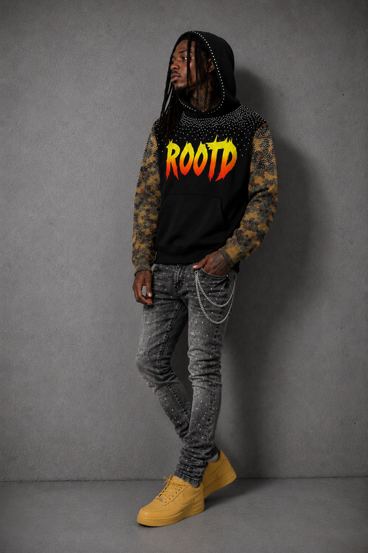 Rhinestone Camo Hoodie-Iconic Dreaded Tree