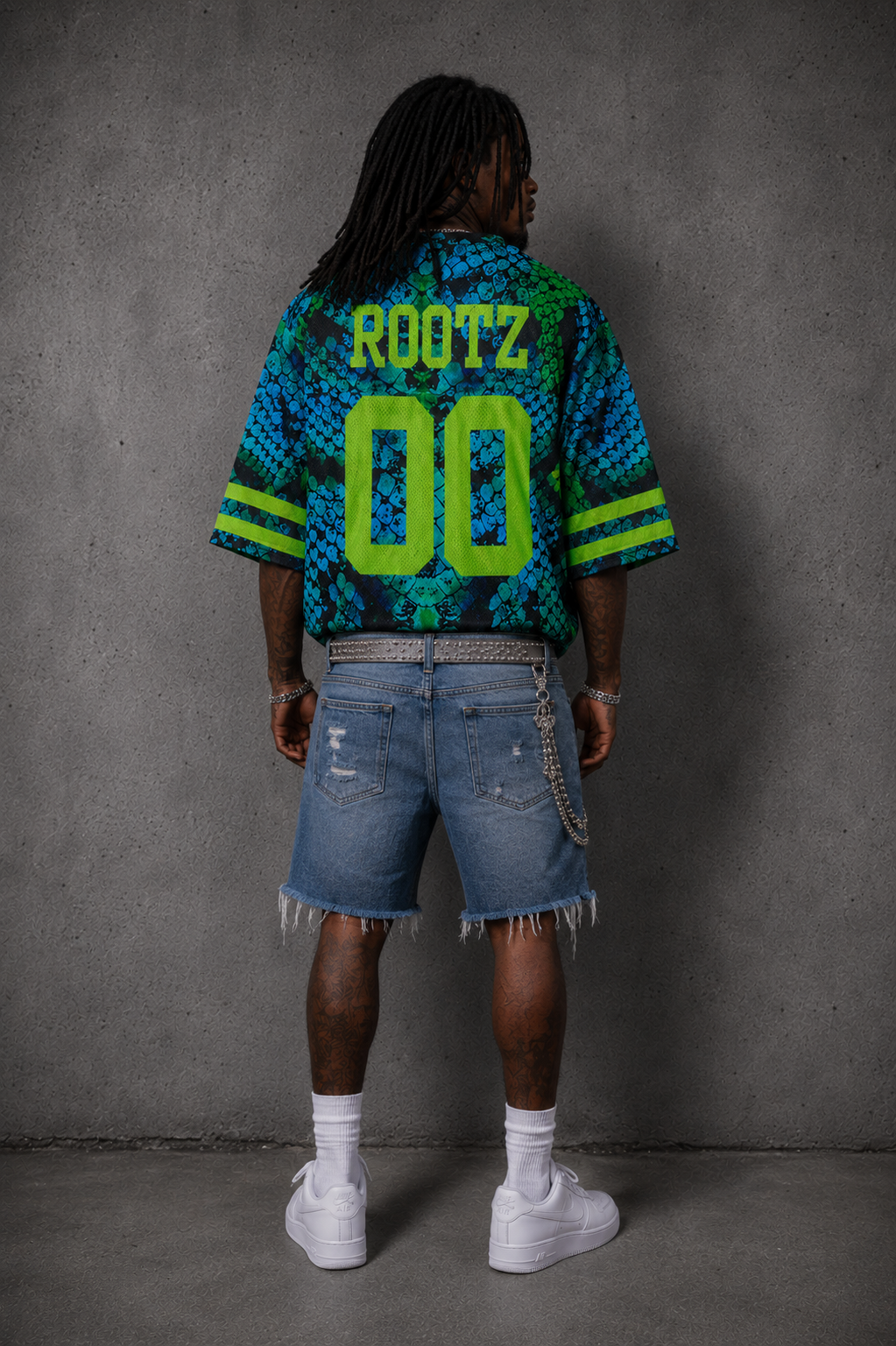 Blue/Lime Green Mesh Snakeskin Jersey