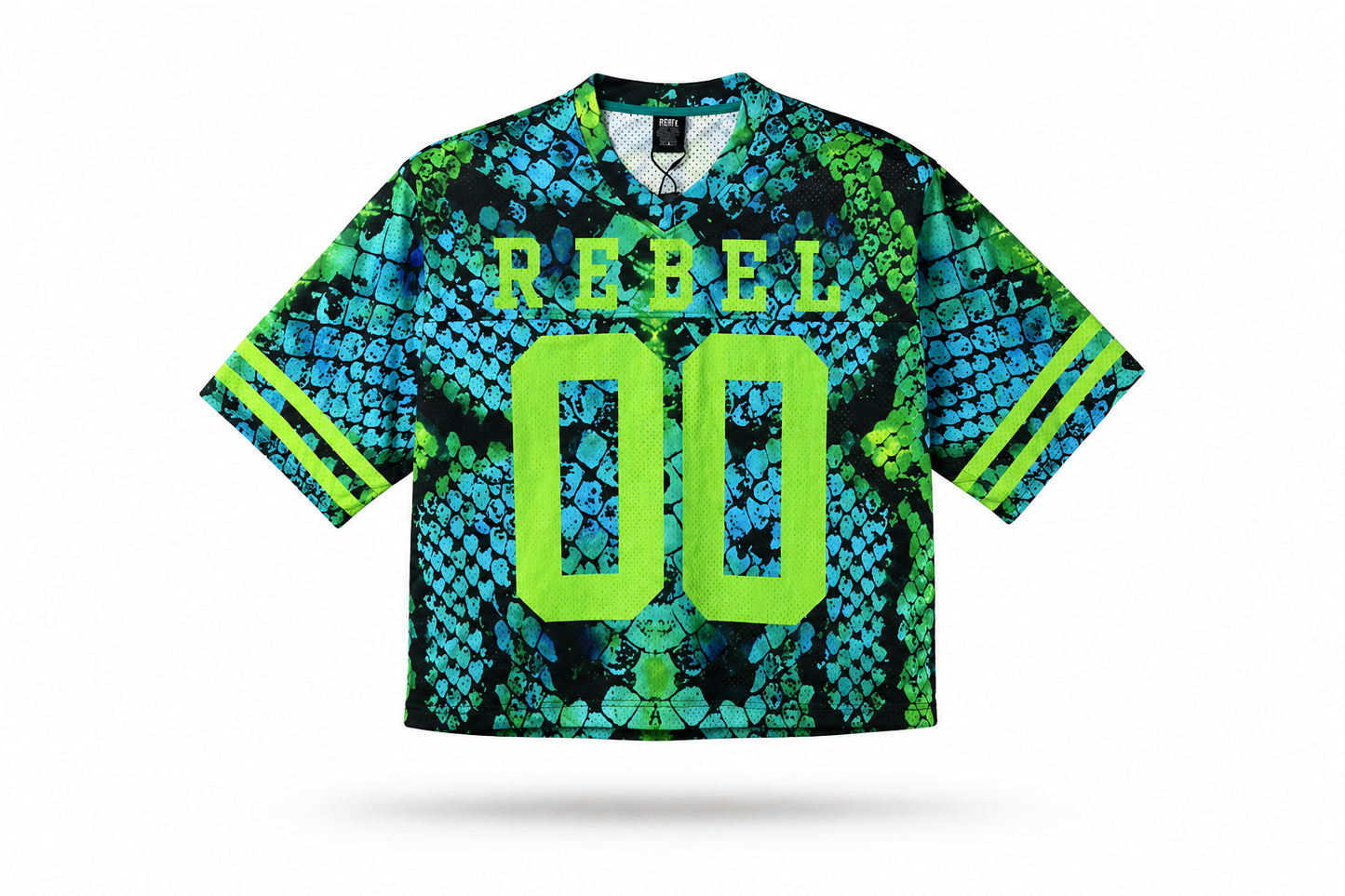 Blue/Lime Green Mesh Snakeskin Jersey